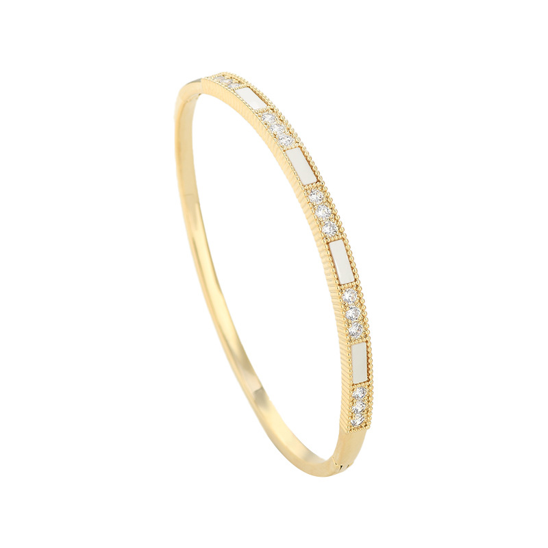 Pulsera de concha de circón súper intermitente con microincrustaciones de oro real, diseño de nicho femenino, estilo japonés y coreano, nueva pulsera al por mayor