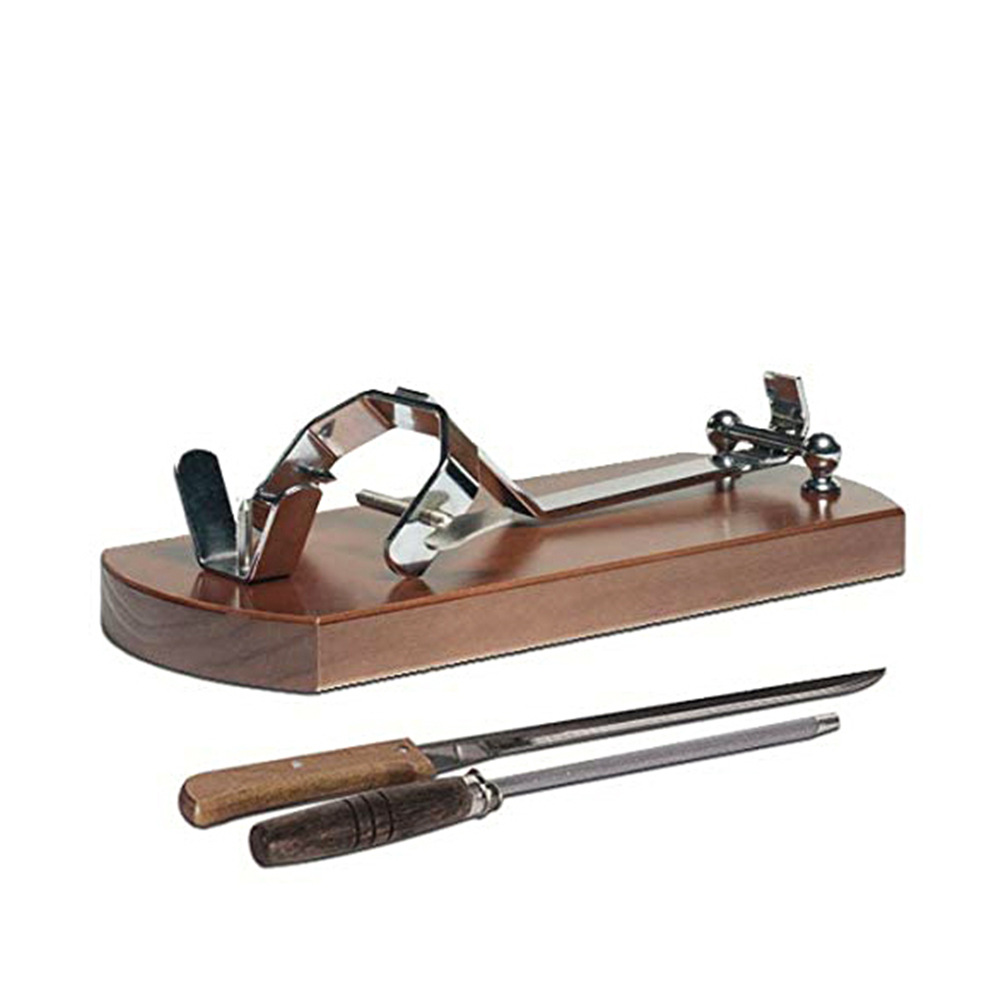 Barma jamón con cortador de jamón y Palo de afilar estante de corte de jamón español plegable de madera
