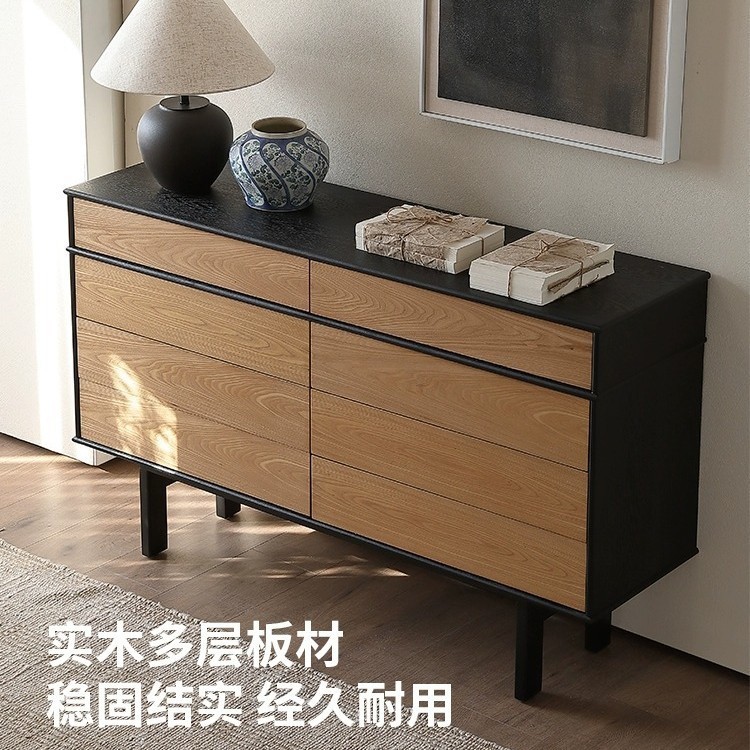 北欧复古八斗柜客厅意式极简卧室实木靠墙储物收纳餐边柜子置物柜|undefined