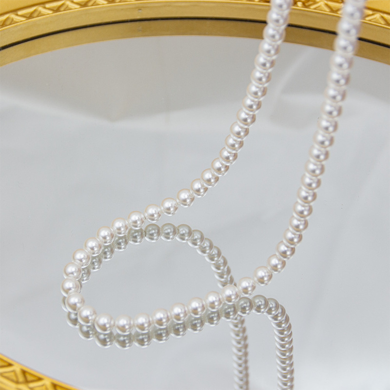 Shell Pearl Sweater Chain Natural Pearl Necklace Niche Versatile Simple Fashion Glossy Round Pearl