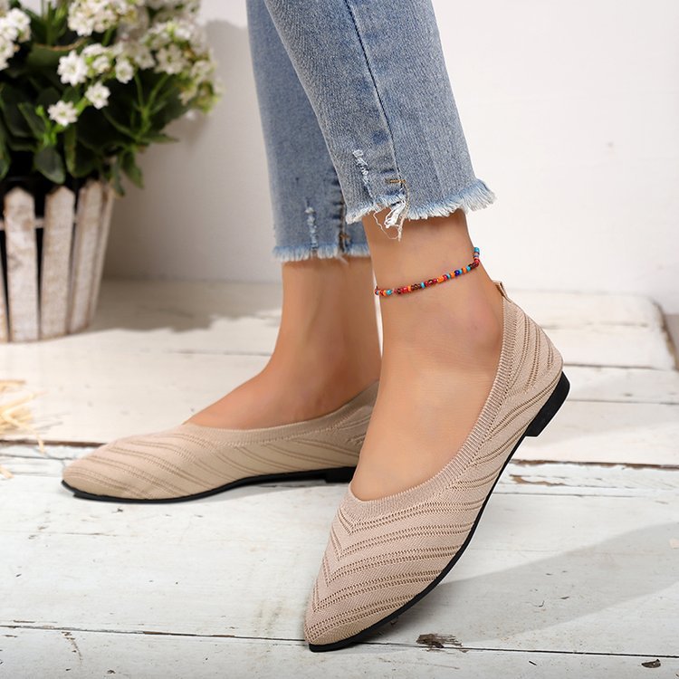 Zapatos de mujer transpirables zapatos casuales de mujer de punto zapatos de mujer grandes zapatos de moda de punta zapatos de una sola pie ligero zapatos de hombre