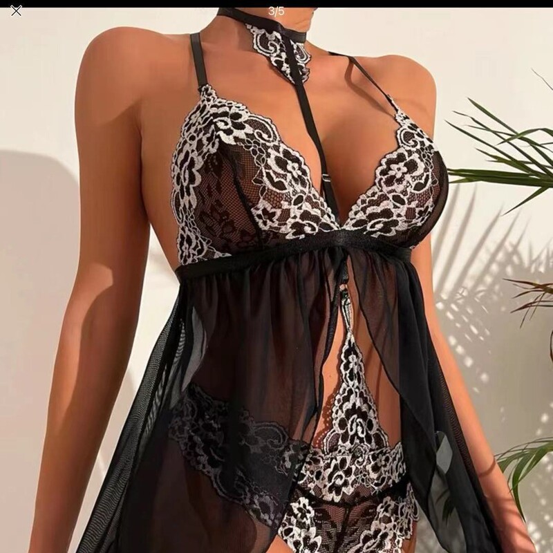 European and American Hot Summer Women's Sexy Pajamas, Lace See-Through Sexy Intimates, Sexy Slit Suspender Dress European and American Hot Summer Women's Sexy Pajamas, Lace See-Through Sexy Intimates, Sexy Slit Suspender Dress