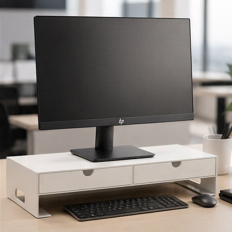 Desktop Monitor Computer Elevated Stand with Drawer Storage Box Workstation Keyboard Support Stand Desktop Monitor Computer Elevated Stand with Drawer Storage Box Workstation Keyboard Support Stand