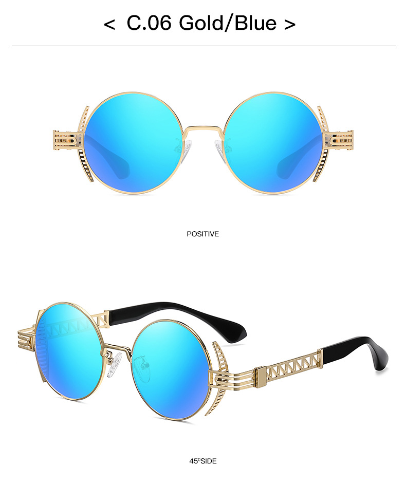 Hip Hop Punk Color Sólido C.A. Protección UV400 Marco Redondo Fotograma Completo Gafas De Sol Mujer display picture 6