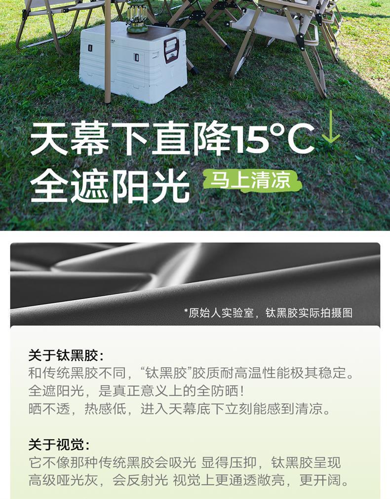 Primitive-Style New Quick-Open Canopy Tent for Outdoor Camping 2025 New Model Camping Sunshade with Black Glue Coating New Style Sun Shelter