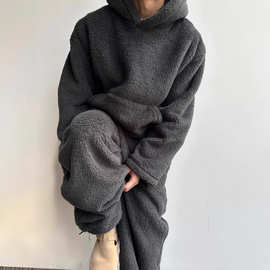 摇粒绒裤子男秋冬季2024新款束脚卫裤加绒加厚休闲运动裤外穿棉裤