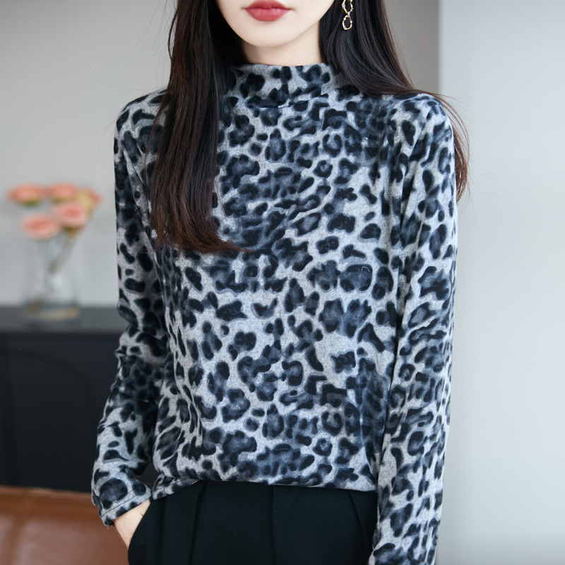 半高领提花长袖打底衫女2025年秋冬季新款修身内搭洋气上衣潮女装|undefined