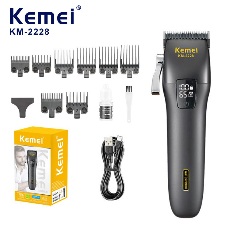 Corte de pelo eléctrico de pantalla digital Kemei salón de peluquería tallado cliper profesional de corte eléctrico ajustable recortador KM - 2228