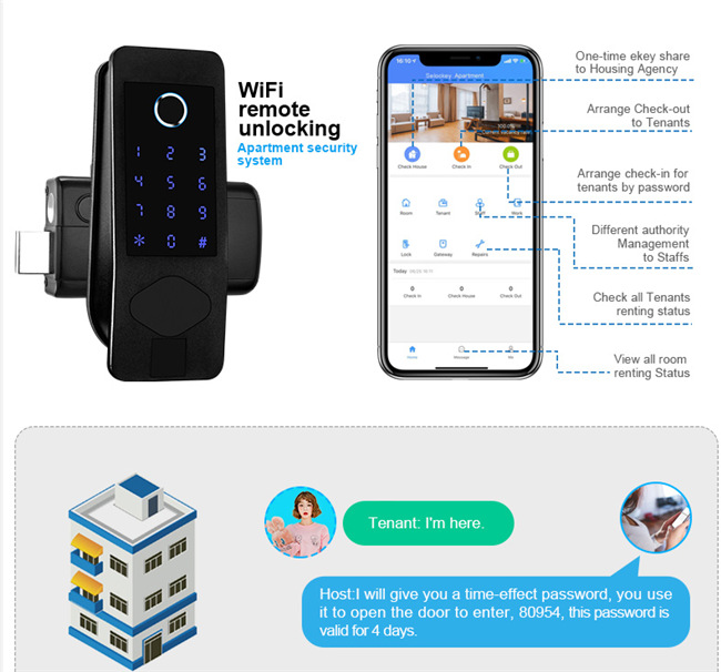 锁神免开孔防水指纹锁室外户外铁门不锈钢木门家用全自动智能锁