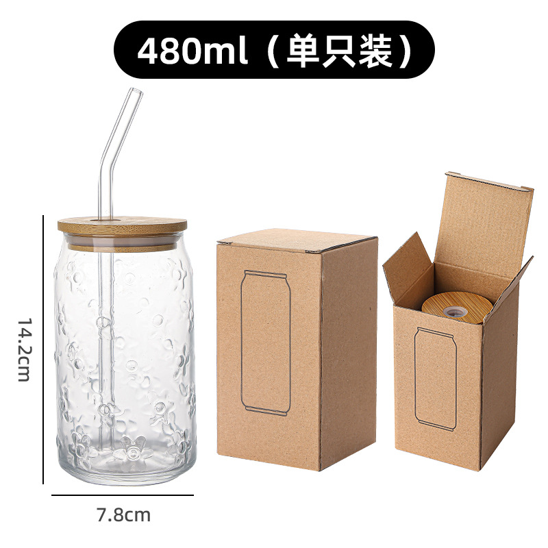 Amazon 16oz gran capacidad transfronteriza Mason Coca-Cola taza de vidrio con cubierta de paja taza de agua taza de té de leche taza de café