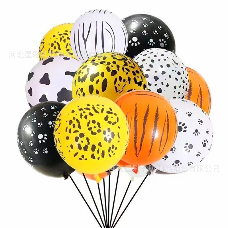 Amazon Jungle Animal Impresión Set de globos al por mayor 12 pulgadas bloque de vaca impresión de patas de leopardo diseño de fiesta