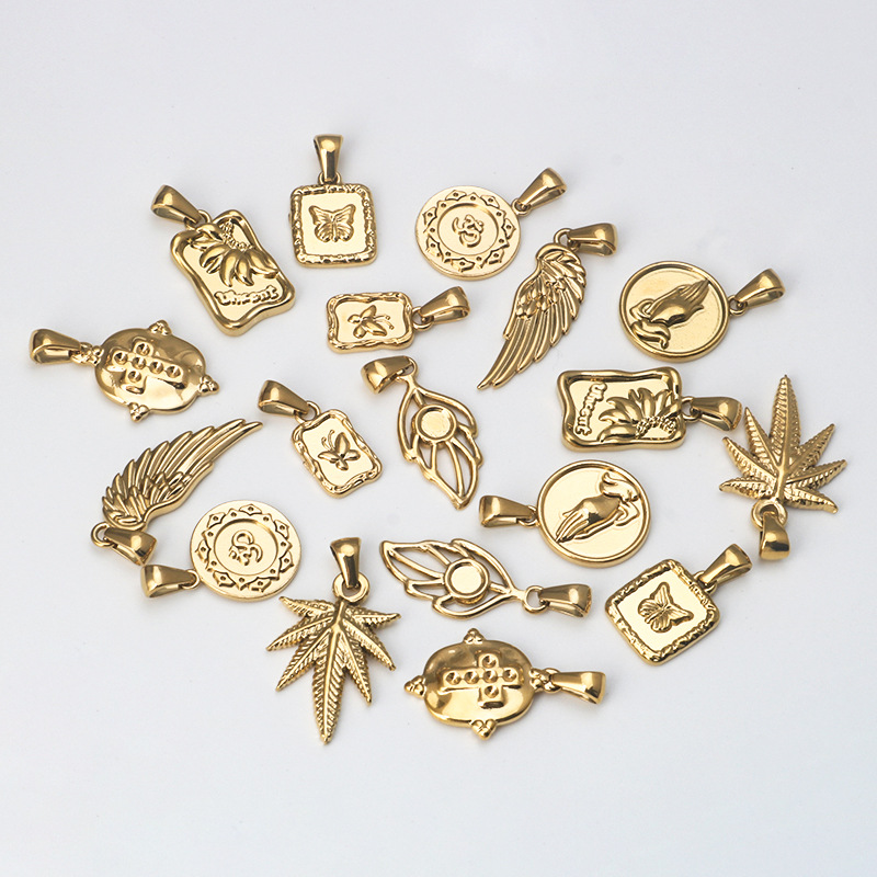 304 Stainless Steel Material Leaves, Wings, Butterfly Pattern 1 Piece Titanium Steel Leaves Wings Butterfly Pendant