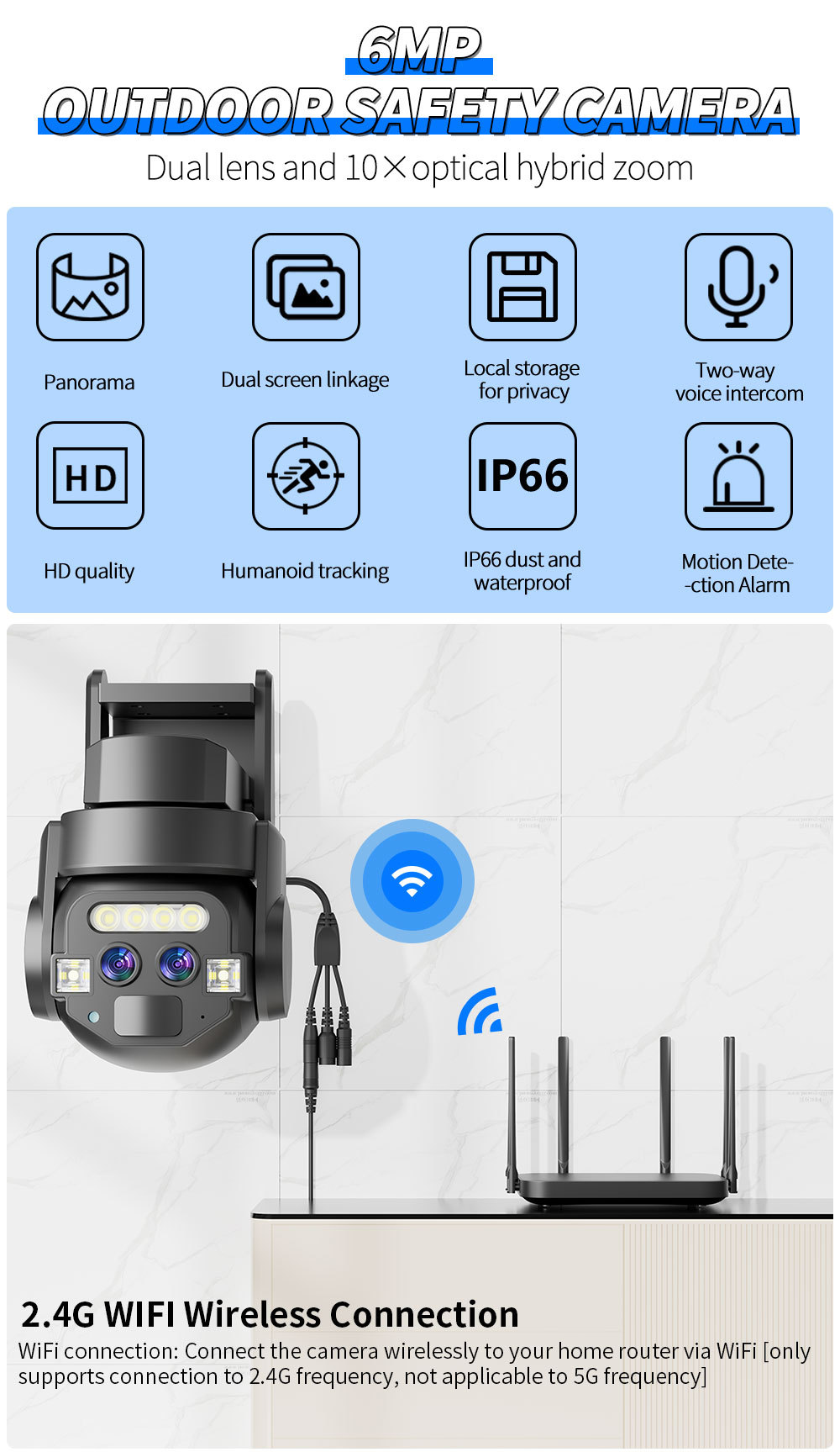 10x Zoom WiFi Surveillance Camera Mobile Remote HD Night Vision Outdoor Home Monitor *_voghion.com