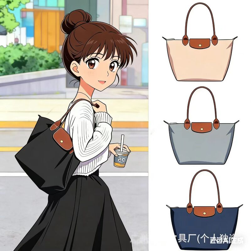 70Th Anniversary Dragon Embellished Nylon Dumpling Bag Tote Bag Shoulder Handbag Underarm Bag Large Long Handle Dragon Embellished Bag