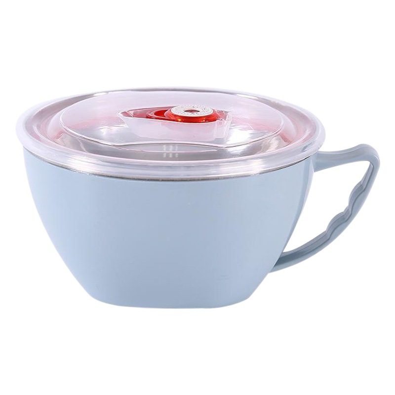 Tazón de fideos instantáneos de acero inoxidable creativo estilo coreano doble capa aislamiento térmico tazón de fideos instantáneos adulto anti-escaldado aislamiento crisper con tapa