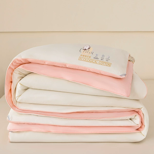 Cotton quilt-single quilt-off-white+pink jade