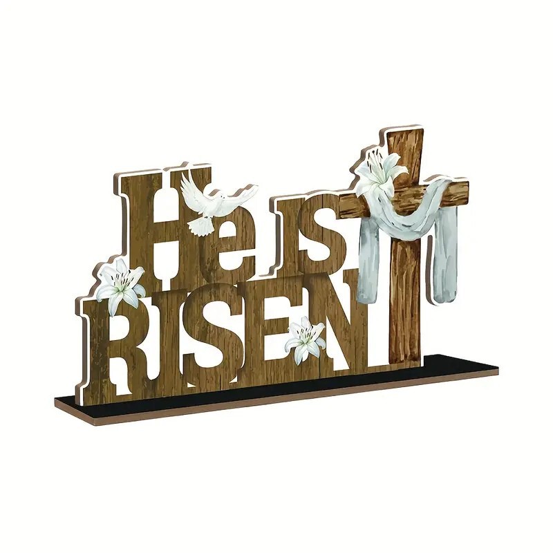 跨境亚马逊He Is Risen复活节耶稣诞生场景木制桌面摆件节日装饰|undefined