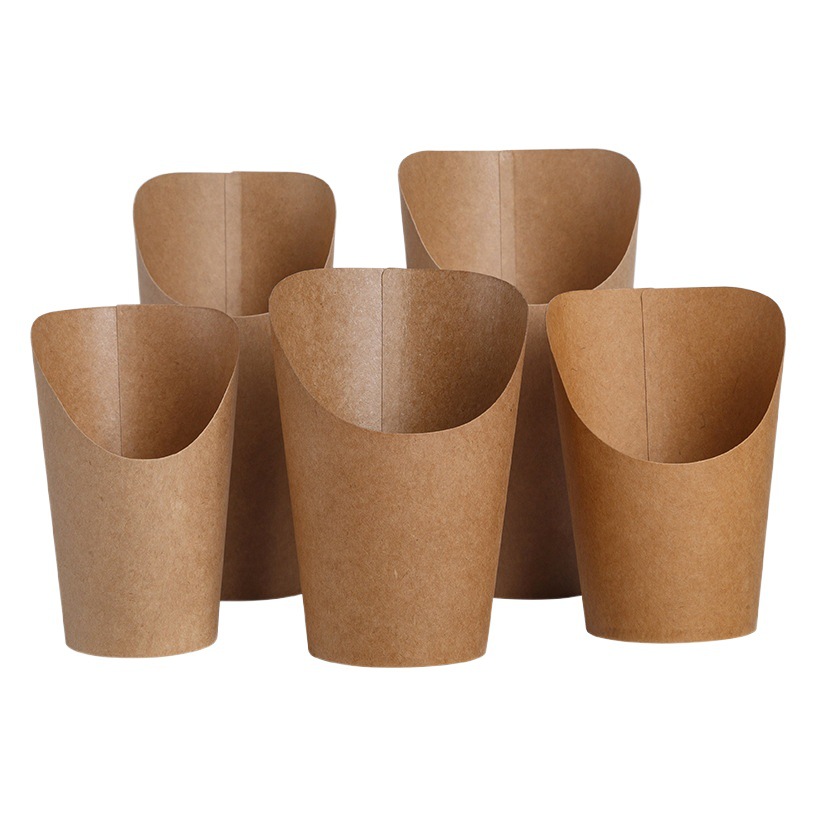Brown Packing Paper French French Fries Cup Party Baking Supplies 12 oz Disposable Factory Direct Sales Takeaway Slanted Mouth Paper Cup