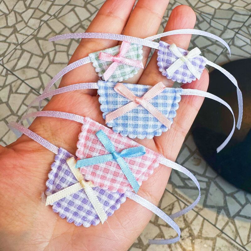 Mini Bow Button Small Bib Bellyband Fabric Embossed Twist Bar Cotton Doll Plush Accessories Doll