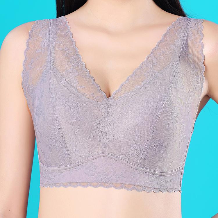 In stock wireless sleep bra deep V lace jacquard latex cup real mulberry silk antibacterial beauty back underwear thin In stock wireless sleep bra deep V lace jacquard latex cup real mulberry silk antibacterial beauty back underwear thin