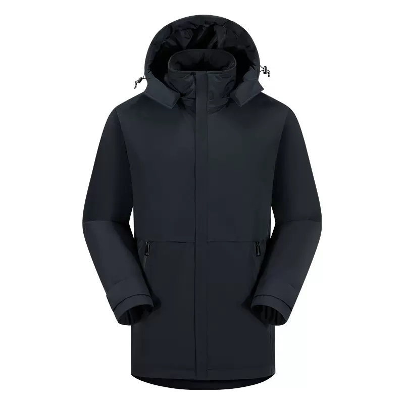 冬季羽绒冲锋衣三合一工作服男纯色加绒加厚保暖公司商务工装印字