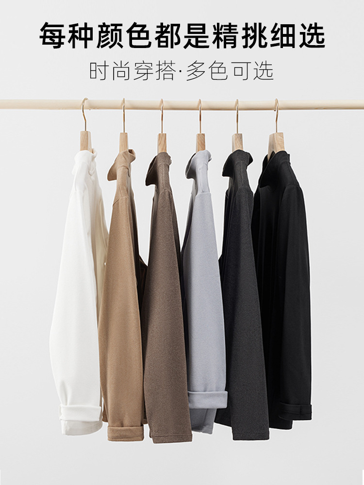 Yizhi men's half turtleneck velvet bottoming shirt autumn and winter self-heating double-sided velvet autumn clothes warm inner long-sleeved top