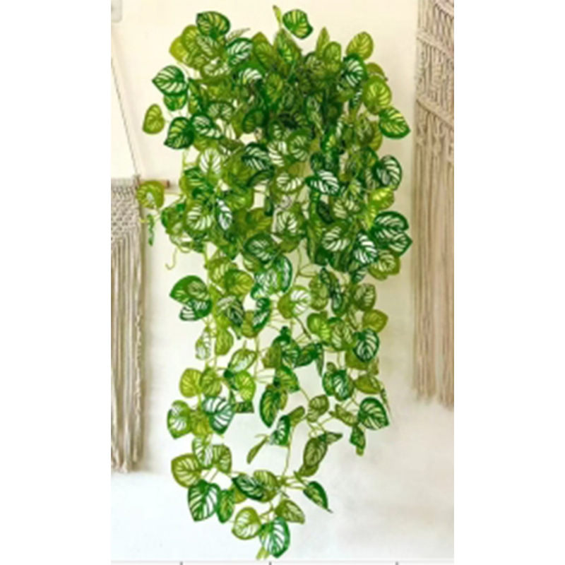 5 horquilla colgante de pegamento colgante de pared de plantas de simulación 7 horquilla pequeño haz de papas verdes hojas de papas decoración de pared interior colgante verde falsa