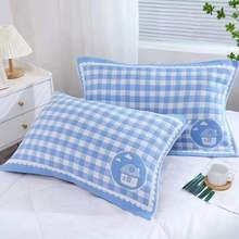 新款纱布棉成人提花枕巾卡通学生学校纱布枕巾透气柔软枕巾