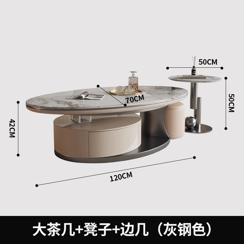 Moderno minimalista italiano de lujo mesa de té de tabla de roca sala de estar casa combinación de tamaño oval diseño creativo