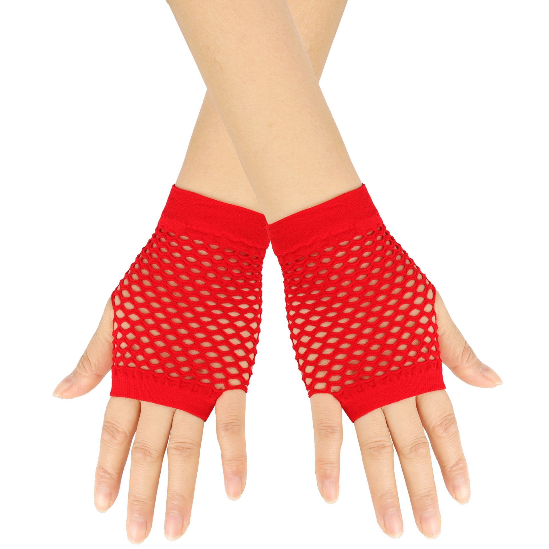 Club nocturno Bungee guantes cortos de red de pesca de verano hueco malla elástica guantes de baile sexy damas guantes de medio dedo