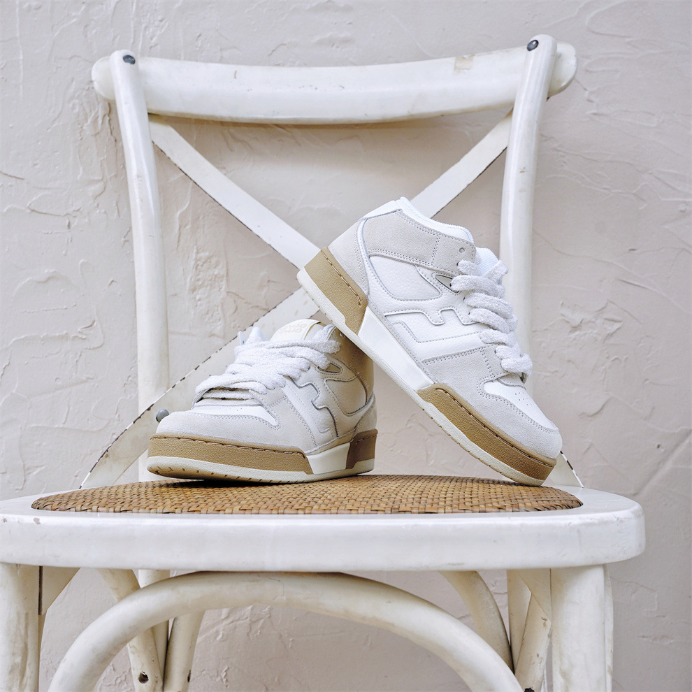 Giày sneaker nam cổ cao phong cách đơn giản dễ phối — Giày thể thao FF cổ cao màu be chi tiết 24