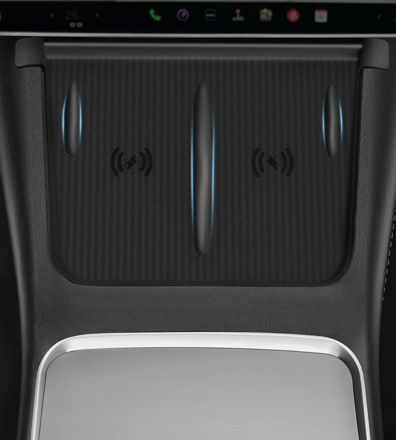 Suitable for Tesla's New Version of Model 3/Y/Yl Central Control Wireless Charging Silicone Pad Anti-Slip Protection Car Accessories