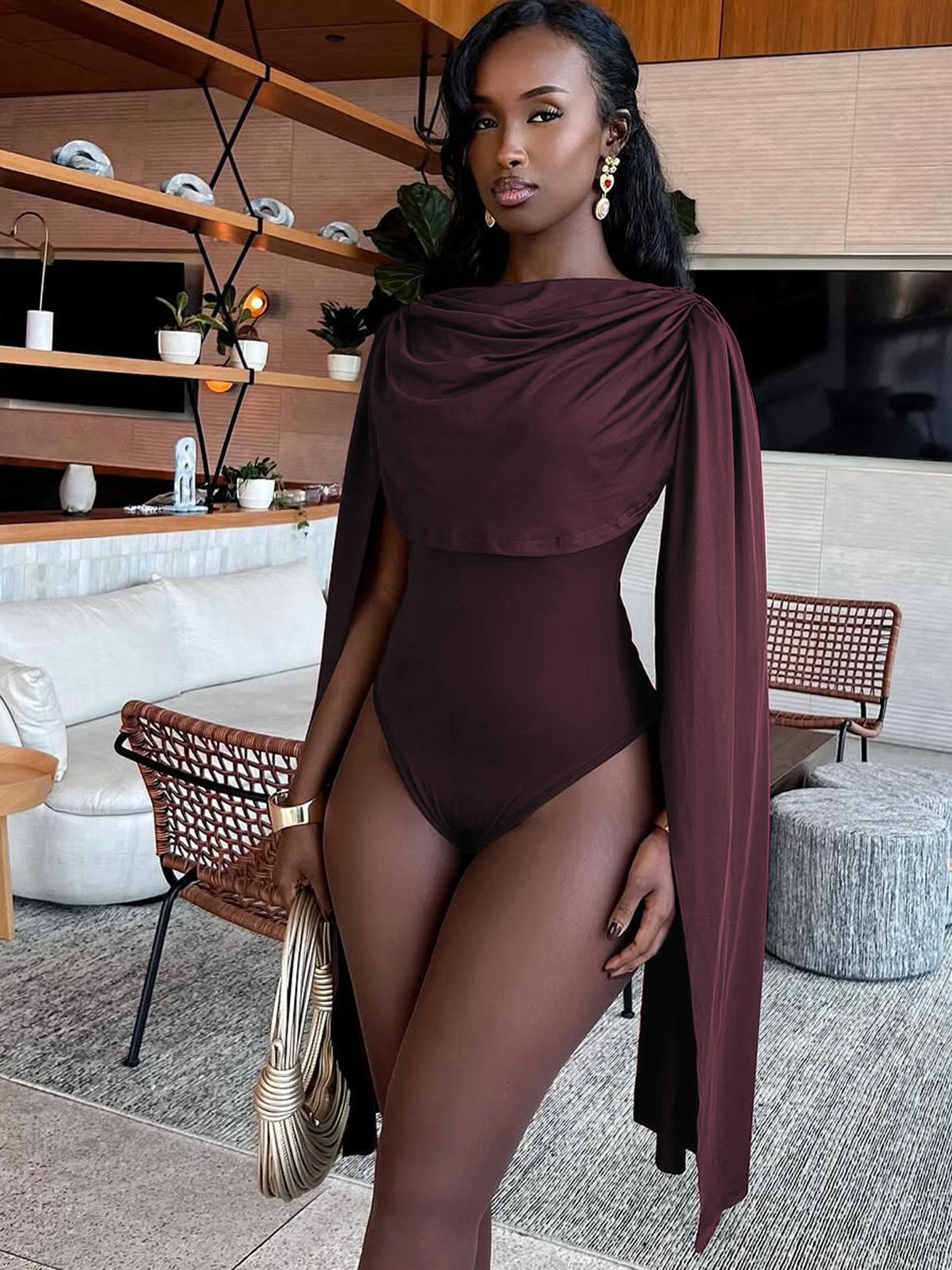 Women's High Waist Bodysuit Elegant Solid Colour Jumpsuit Romper_voghion.com