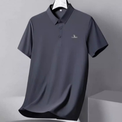 2024 seamless polo shirt short sleeve men's ice silk lapel T-shirt summer new top clothes