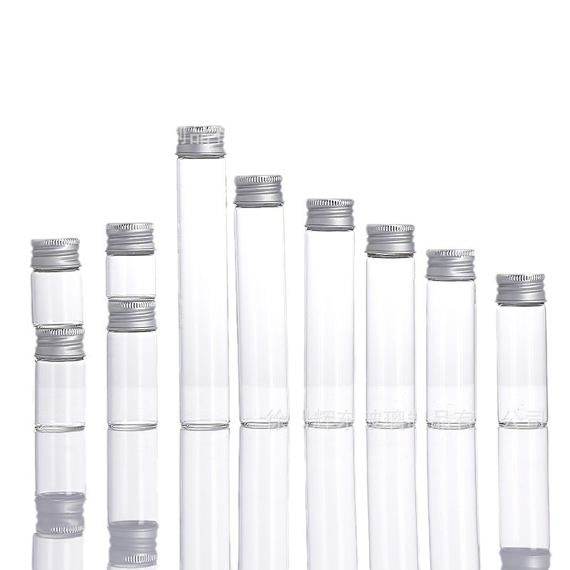 Botella de tubo de rosca de alta borosilicina de gran boca de diámetro 22mm botella de cubierta de aluminio plateado botella de reactivo botella de silina botella de polvo Cordyceps image 6