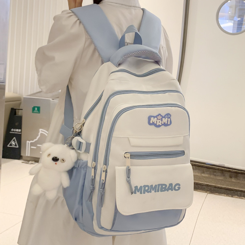 High-Looking Contrasting Color Schoolbags for Female Junior High School Students, Large-Capacity Backpacks for High School Students, Multi-Layered Burden-Reducing Backpacks for Primary School Students