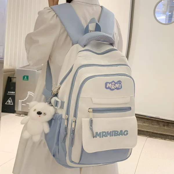 High-Looking Contrasting Color Schoolbags for Female Junior High School Students, Large-Capacity Backpacks for High School Students, Multi-Layered Burden-Reducing Backpacks for Primary School Students