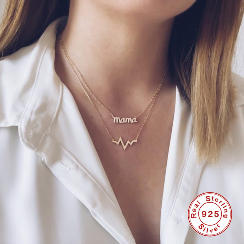 1 Piece Quantity 1 Piece Mama Letter Sterling Silver Plating Necklace