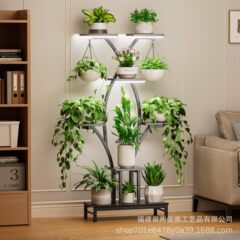 成長ライト付き錬鉄製屋内植物スタンド 7 層金属コーナースタンド屋内バルコニー用家庭用 X 字型植物スタンド