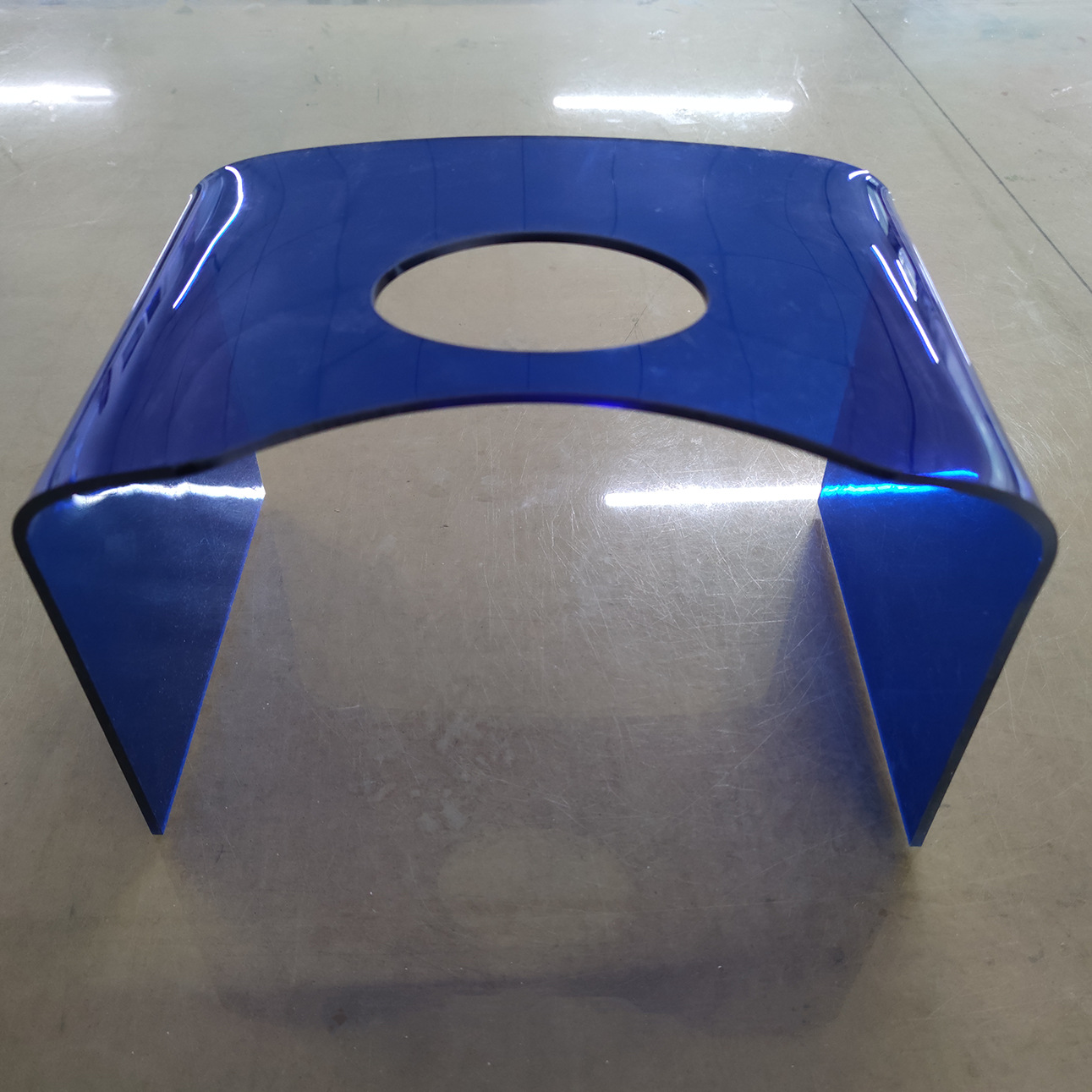 亚克力展台蓝色打孔有机玻璃展示台热弯展览架u型展架立式展览台