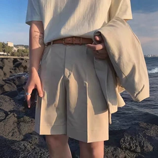 卡其色那不勒斯西装冰丝短裤男夏季高级感裤子英伦雅痞中裤五分裤
