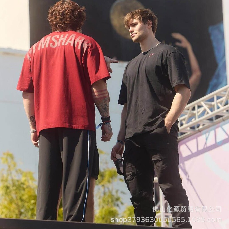 Gymshark Power Short-Sleeved Sports Casual Fitness Wear Shark Pure Cotton Breathable Oversized T-Shirt