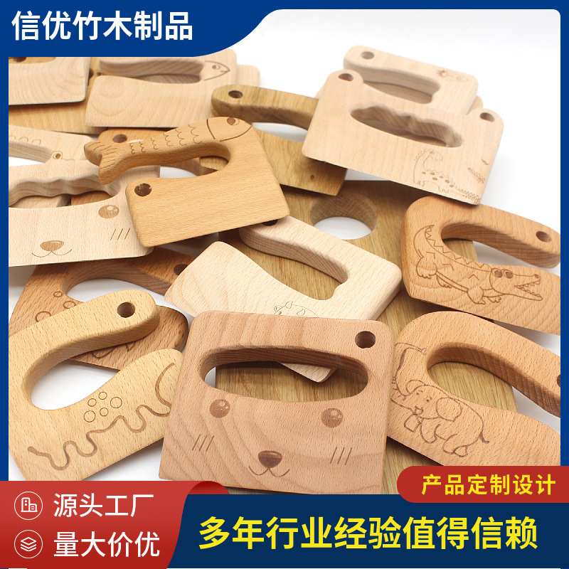 Amazon Spot Wooden Children's Toy Knife Children's Kitchen Tools Beech Vegetable Fruit Toy Wooden Knife Solid Wood