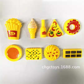 9PCS过家家塑料西餐餐具玩具配件薯条冰淇淋甜甜圈饼干披萨20.8g