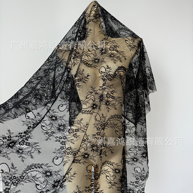 Tejido de encaje ligero de nylon 47g gran tela de encaje floral para hacer falda vestido de perlas encaje