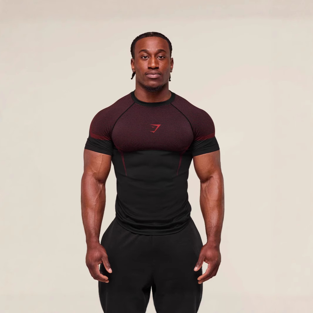 TK T-shirt Slim Fit Fitness Training Black Red