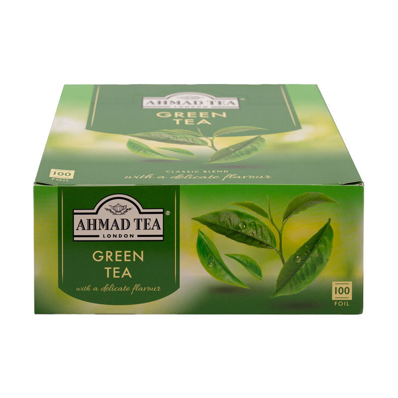 AHMAD茶英国greentea绿茶100茶包盒装袋泡茶清茶绿茶工厂一件批发