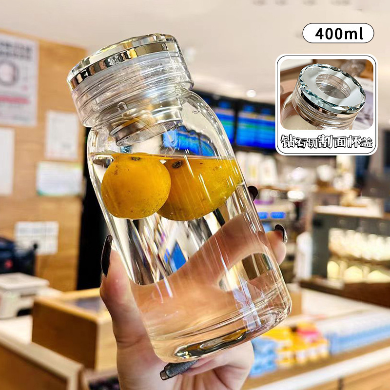 女性用高ホウケイ酸ガラスカップ、見栄えの良い茶水分離カップ、蓋付き大容量ポータブルオフィスウォーターカップ、ティーカップ|undefined