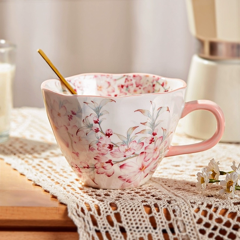 Пластиковая кружка EssenceCeramic Mark для девушек с ощущением воды, овсяная кружка для завтрака, офисная кофейная кружка, высокая краса, чай
