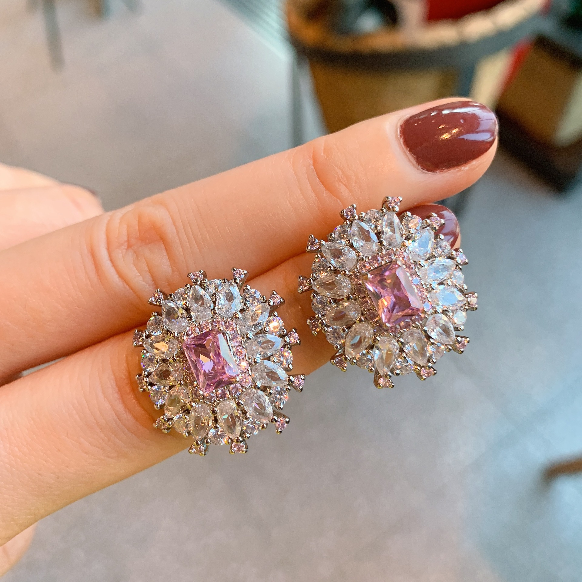 Lady Geometric Copper Gold Plated Rhinestones Rings 1 Piece